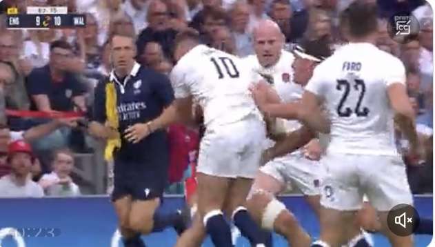 Screenshot from a video Owen Farrell tackle 