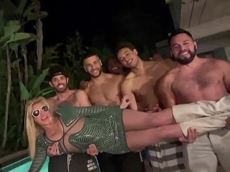 Britney Spears with Shirtless boys enjoying divorce bash