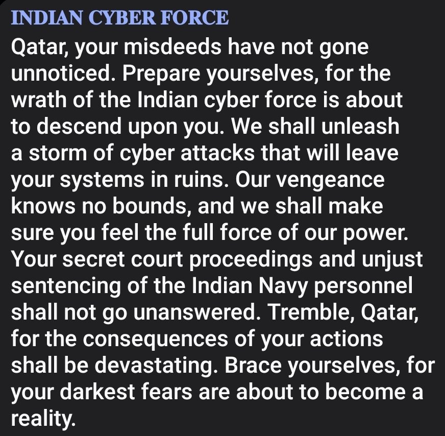 Indian cyber force posted this image on Twitter 