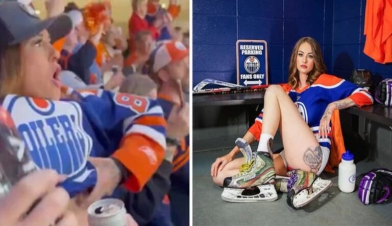 Kait Flynn becomes the unexpected face of Oilers playoffs after viral flash video.